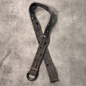 Grey Canvas Grommet Double Ring Belt